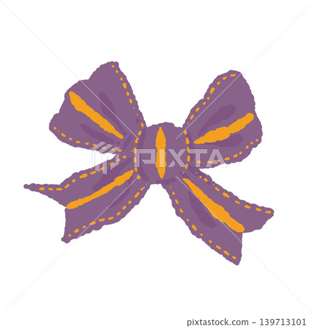 A hand-drawn style illustration of a purple ribbon bow, perfect for Halloween. A hand-drawn style illustration of a purple ribbon bow, perfect for Halloween. 139713101