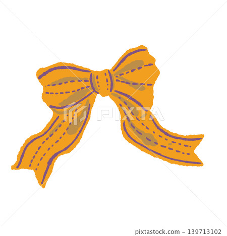 Hand-drawn style illustration of an orange ribbon bow, perfect for Halloween. Hand-drawn style illustration of an orange ribbon bow, perfect for Halloween. 139713102
