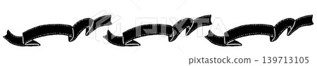 Hand-drawn style illustration of ribbon-like wavy monochrome line decoration (Halloween theme) Hand-drawn style illustration of ribbon-like wavy monochrome line decoration (Halloween theme) 139713105