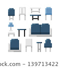 Pixel art 8 bit style. Set of Furniture, Chair, Table. 139713422