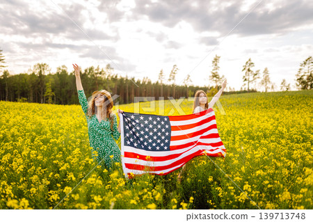 4th of July. Independence Day. Patriotic holiday. USA flag fluttering in the wind. 4th of July. Independence Day. Patriotic holiday. USA flag fluttering in the wind. 139713748