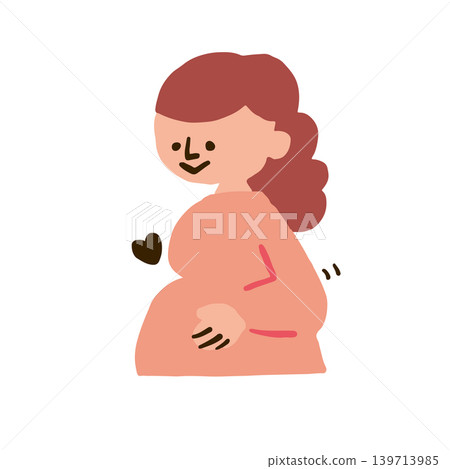 一幅孕婦撫摸腹部的插圖。 一幅孕婦撫摸腹部的插圖。 139713985