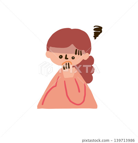 An illustration of a pregnant woman experiencing nausea due to morning sickness. An illustration of a pregnant woman experiencing nausea due to morning sickness. 139713986