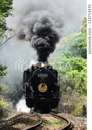 山口線上的 SL 山口號列車飛馳而過著名的拍照地點－大山3號平交道。 139714345