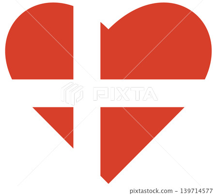 Illustration of Denmark National Flag in heart shape, love symbol. Illustration of Denmark National Flag in heart shape, love symbol. 139714577