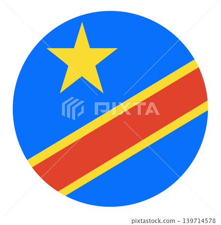 Round flag of Democratic Republic of the Congo isolated in circle shape. Round flag of Democratic Republic of the Congo isolated in circle shape. 139714578