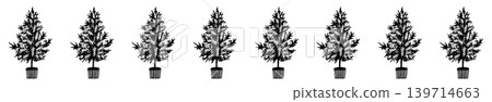 Fir tree forest line decoration, monochrome Christmas design material, transparent background 3 Fir tree forest line decoration, monochrome Christmas design material, transparent background 3 139714663