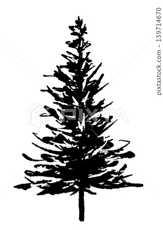 Monochrome illustration of a fir tree (Christmas tree material, transparent background) Monochrome illustration of a fir tree (Christmas tree material, transparent background) 139714670