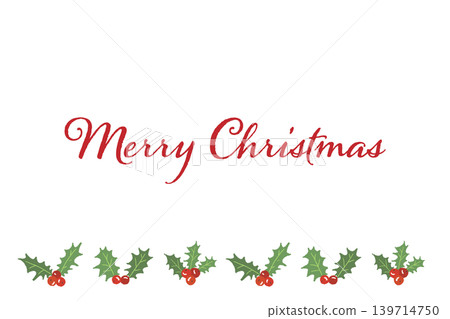 Holly decoration Merry Christmas horizontal card template with transparent background Holly decoration Merry Christmas horizontal card template with transparent background 139714750