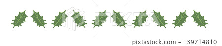 Holly branch and leaf border decoration Christmas design material Transparent background illustration Holly branch and leaf border decoration Christmas design material Transparent background illustration 139714810
