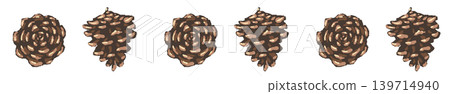 Round, brown, transparent background illustration of pine cone-shaped line border decoration. Round, brown, transparent background illustration of pine cone-shaped line border decoration. 139714940