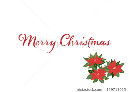 Poinsettia Red Flower Corner Decoration Horizontal Christmas Card Template Transparent Background 139715015