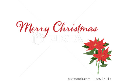 Poinsettia Red Flower Corner Decoration Horizontal Christmas Card Template Transparent Background 2 139715017