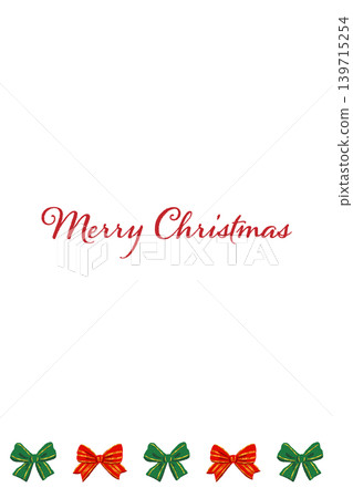 Vertical Christmas card template with green and red ribbon bottom border decoration and transparent background. Vertical Christmas card template with green and red ribbon bottom border decoration and transparent background. 139715254