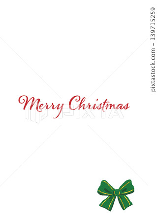 Green ribbon corner decoration, vertical Christmas card template, transparent background. Green ribbon corner decoration, vertical Christmas card template, transparent background. 139715259