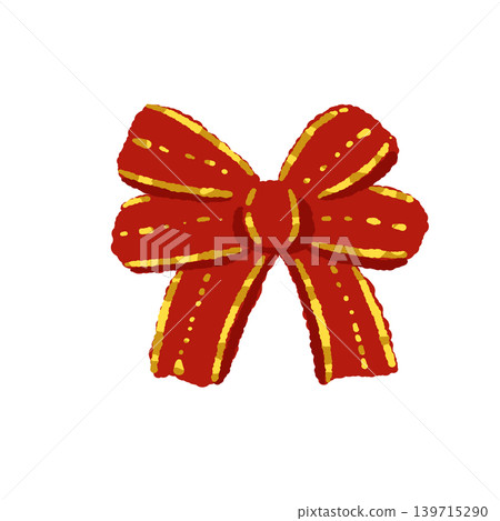 紅色絲帶的插圖，絲帶上有金色縫線，背景透明。 139715290