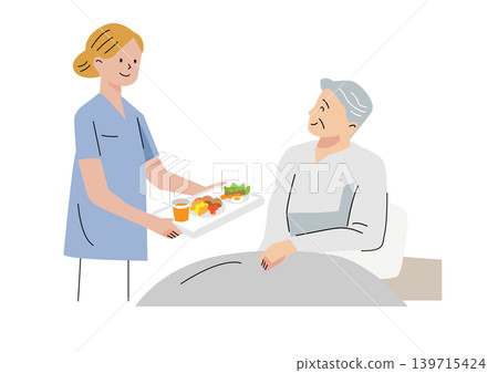 "Gentle Welfare and Care Vector Series": Elderly man receiving meal assistance "Gentle Welfare and Care Vector Series": Elderly man receiving meal assistance 139715424