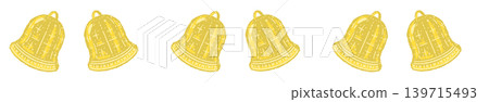 Yellow bell line border decoration illustration, random orientation, transparent background. 139715493