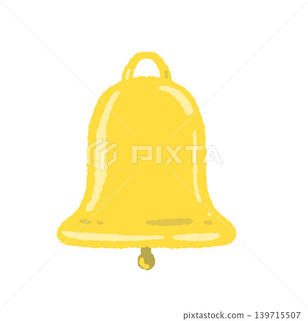 A yellow bell with a visible pendulum - standalone illustration with transparent background. A yellow bell with a visible pendulum - standalone illustration with transparent background. 139715507