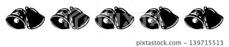 A monochrome illustration of a bell with diagonal line border decorations, transparent background. A monochrome illustration of a bell with diagonal line border decorations, transparent background. 139715513
