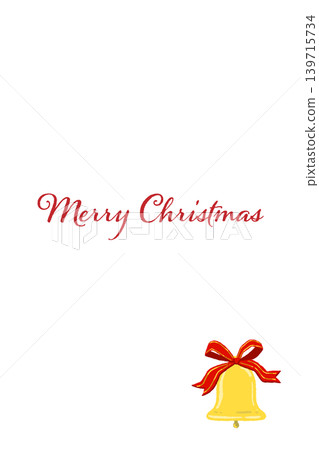 Bell corner decoration with red ribbon, vertical Christmas card template, transparent background. Bell corner decoration with red ribbon, vertical Christmas card template, transparent background. 139715734