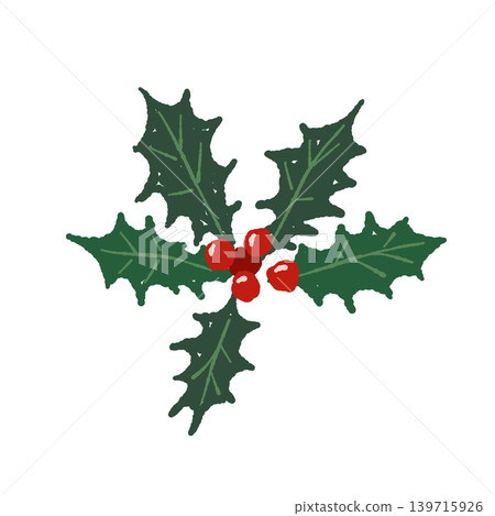 Holly leaf, simple decoration, standalone illustration, transparent background. 139715926