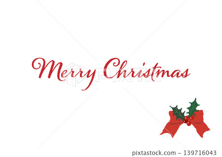 Luxurious thin red ribbon corner decoration, horizontal Christmas card template, transparent background. Luxurious thin red ribbon corner decoration, horizontal Christmas card template, transparent background. 139716043