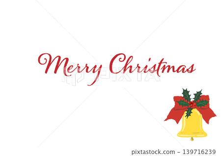 Luxurious red ribbon and simple bell corner decoration horizontal Christmas card template with transparent background Luxurious red ribbon and simple bell corner decoration horizontal Christmas card template with transparent background 139716239