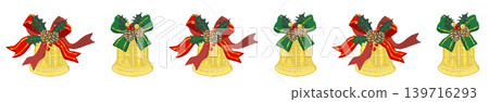Luxurious red striped ribbon and bell line border decoration illustration, transparent background 2 Luxurious red striped ribbon and bell line border decoration illustration, transparent background 2 139716293