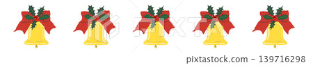 Luxurious red ribbon and simple bell line border decoration illustration with transparent background. Luxurious red ribbon and simple bell line border decoration illustration with transparent background. 139716298