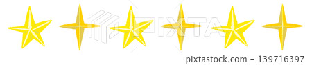 Gold four-pointed star (cross) and five-pointed star mixed line border decoration with transparent background. Gold four-pointed star (cross) and five-pointed star mixed line border decoration with transparent background. 139716397