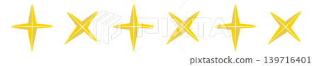 Gold four-pointed star (cross) line border decorative illustration with transparent background. Gold four-pointed star (cross) line border decorative illustration with transparent background. 139716401