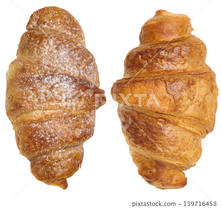 Baked crispy croissant on isolated background Baked crispy croissant on isolated background 139716458
