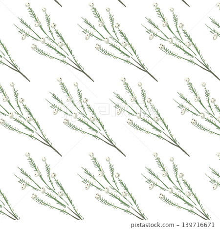 棉花野生枝葉斜紋無縫圖案背景插圖 棉花野生枝葉斜紋無縫圖案背景插圖 139716671