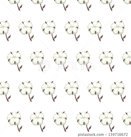 Cotton flower berry grid seamless pattern background illustration 139716672