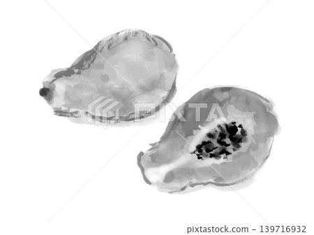 手繪木瓜插圖,單色。 手繪木瓜插圖,單色。 139716932