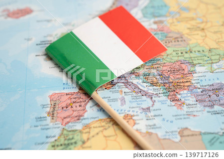 Bangkok, Thailand December 10, 2023 Italy map in world map paper. 139717126