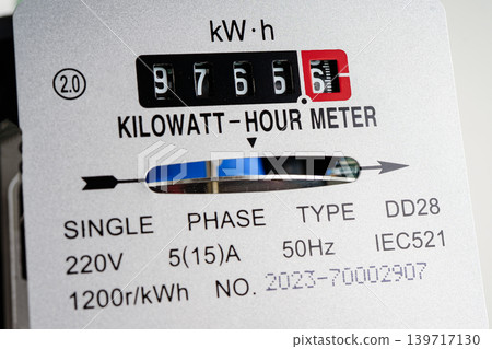 Electric measuring power meter for energy cost at home and office. Electric measuring power meter for energy cost at home and office. 139717130