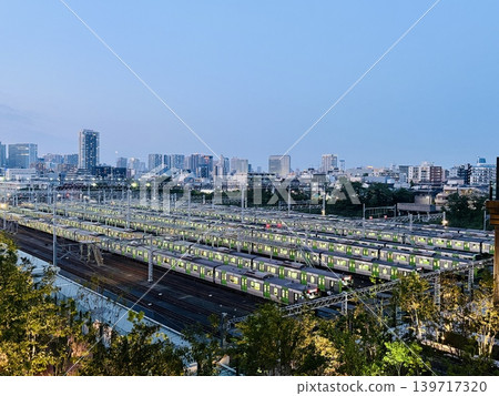 OIMACHI TRACKS at dusk - JR Yamanote Line train depot OIMACHI TRACKS at dusk - JR Yamanote Line train depot 139717320
