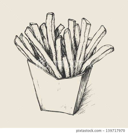 French Fries Hand Drawn Illustration in Urban Ink Sketch Style Fast Food Snack Street Menu Vector French Fries Hand Drawn Illustration in Urban Ink Sketch Style Fast Food Snack Street Menu Vector 139717970