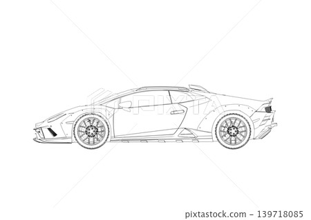 car outline drawing, sketch, contour image car outline drawing, sketch, contour image 139718085
