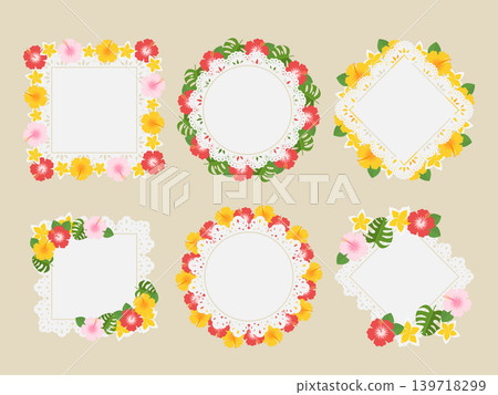 Set of 6 tropical flower lace frames 139718299