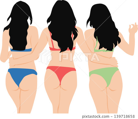 An illustration of a woman in a swimsuit on a beach. An illustration of a woman in a swimsuit on a beach. 139718658