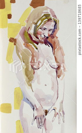 watercolor painting, female portrait, handmade watercolor painting, female portrait, handmade 139718685
