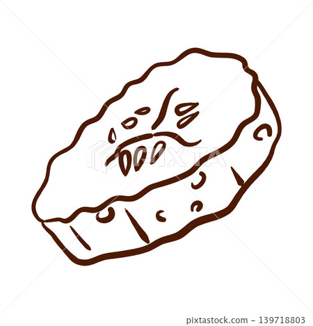 Fresh cucumber slice. Vector illustration in clean hand-drawn line art style. Vegetable ingredient element for burger menus, recipe cards, food labels, cooking infographics and restaurant graphics. Fresh cucumber slice. Vector illustration in clean hand-drawn line art style. Vegetable ingredient element for burger menus, recipe cards, food labels, cooking infographics and restaurant graphics. 139718803