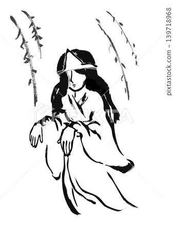 手繪日式風格的幽靈插圖 139718968