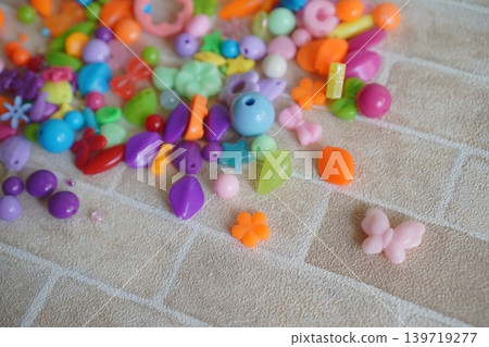 Colorful bead material for children's crafting and play ideas Colorful bead material for children's crafting and play ideas 139719277