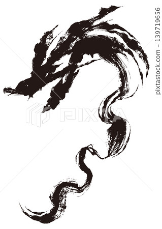 日式水墨風格的龍向量插圖:黑龍剪影藝術 日式水墨風格的龍向量插圖:黑龍剪影藝術 139719656