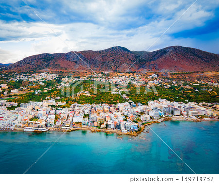 Hersonissos town aerial panoramic view in Crete, Greece 139719732