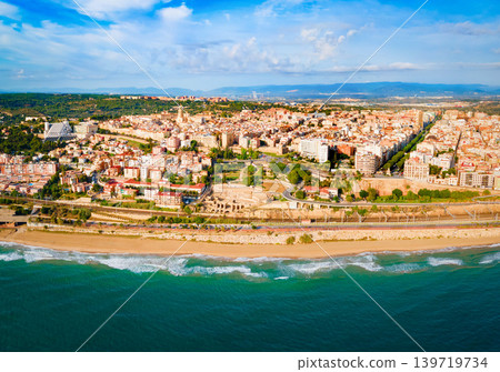 Tarragona city aerial panoramic view in Spain 139719734